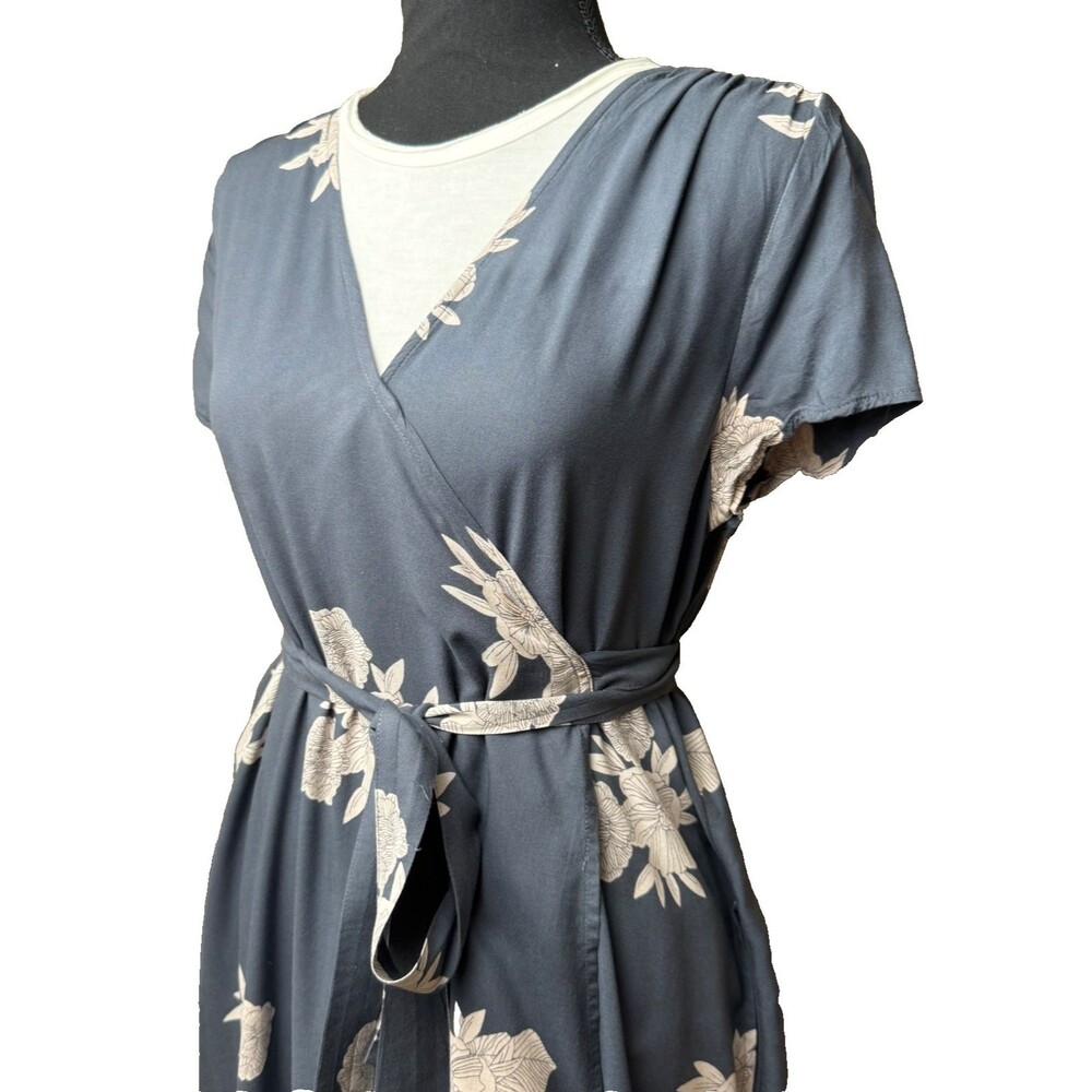 Roxy District Day Maxi Wrap Around Dress Women's S Short Sleeve V-Neck Floral - Picture 8 of 16
